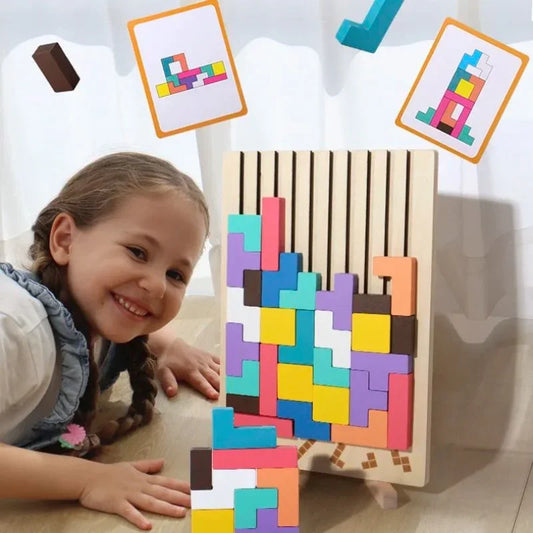 Tetris Montessori En Bois– Le Jeu Éducatif Qui Fait Grandir